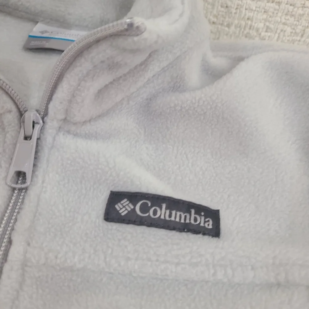 Columbia Kids Light Gray Gray Zip-Up Fleece Jacket Youth Size 8